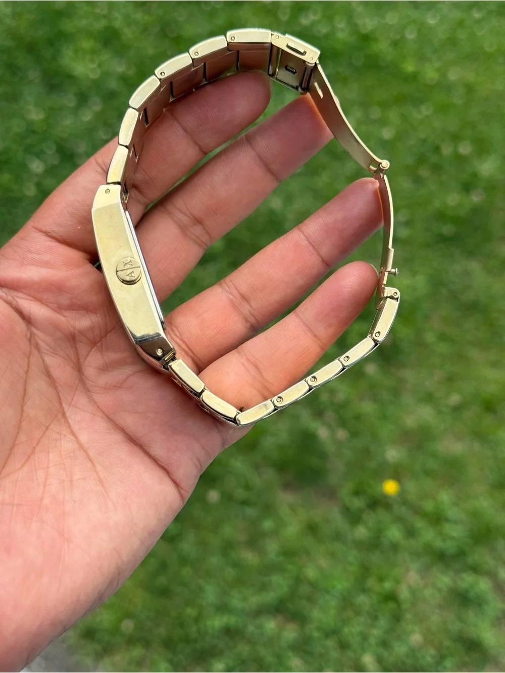 Armani Exchange Gold-Tone Square Bracelet Watch Mens